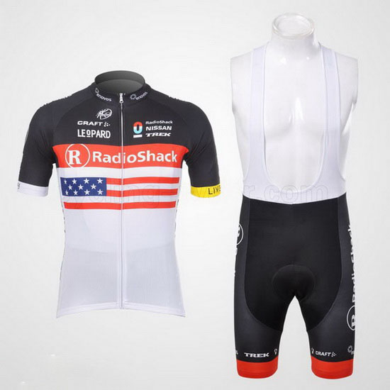 2012 Maillot Radioshack Tirantes Mangas Cortas Negro Y Blanco (2